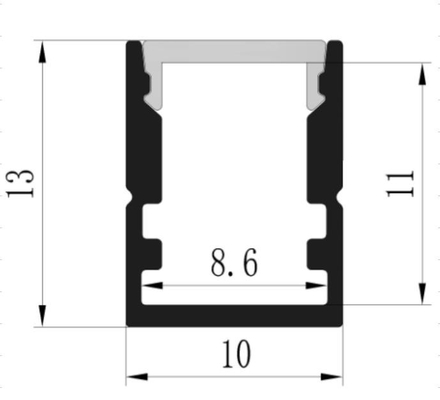 โปรไฟล์การบิน 6063 อลูมิเนียมปิดภาคเรียน Led 10 X 13 มม. ทนต่อสภาพอากาศ