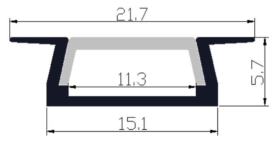 6063 LED แสงสว่าง Aluminium Profile ขายึดแบบฝัง 21.7 X 5.7mm