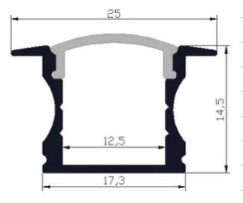 โปรไฟล์อลูมิเนียมไฟ LED แบบฝังแบบฝัง 25 X 14.5 มม. RoHS
