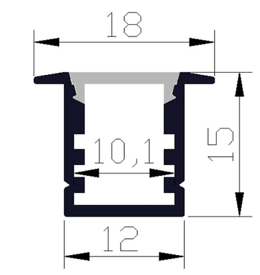 6063 ไฟ LED โปรไฟล์อลูมิเนียม 18 X 15 มม. โปรไฟล์ Led ปิดภาคเรียน